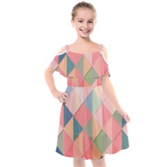 Background Geometric Triangle Kids  Cut Out Shoulders Chiffon Dress by Sarkoni