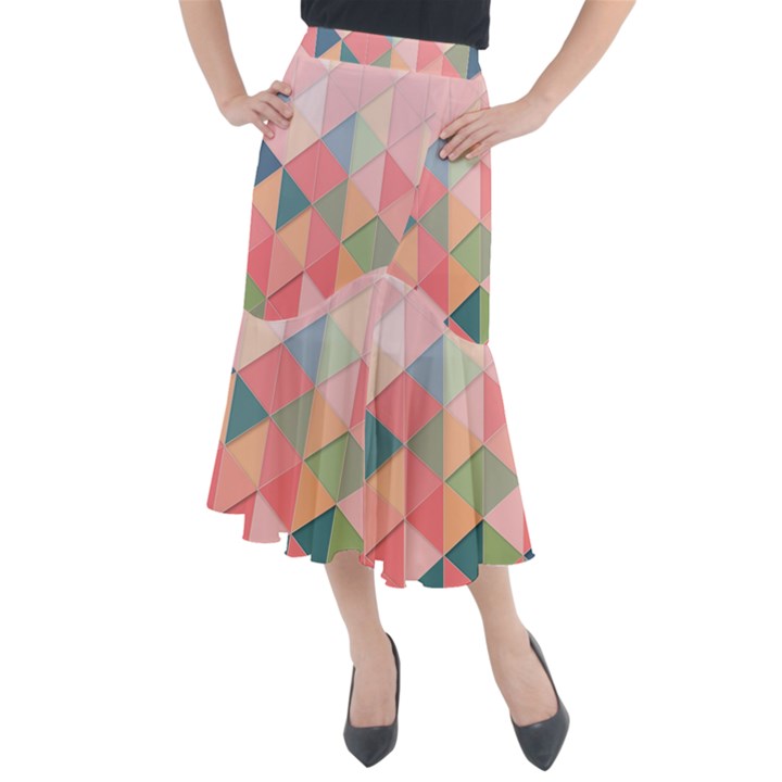 Background Geometric Triangle Midi Mermaid Skirt