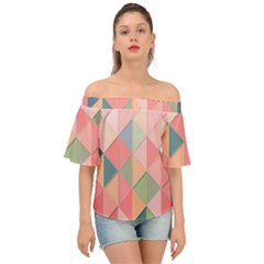 Background Geometric Triangle Off Shoulder Short Sleeve Top by Sarkoni