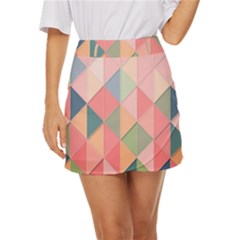 Background Geometric Triangle Mini Front Wrap Skirt by Sarkoni