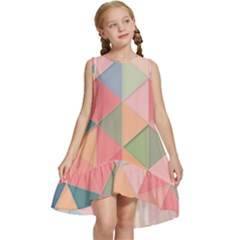 Background Geometric Triangle Kids  Frill Swing Dress by Sarkoni