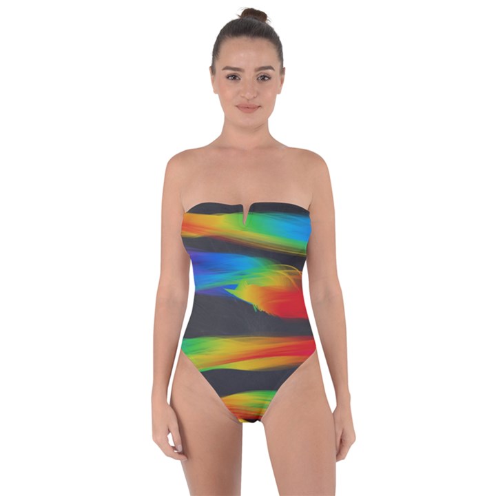 Colorful Background Tie Back One Piece Swimsuit