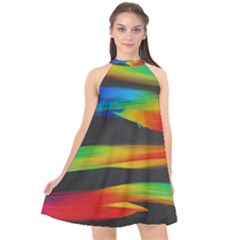 Colorful Background Halter Neckline Chiffon Dress  by Sarkoni