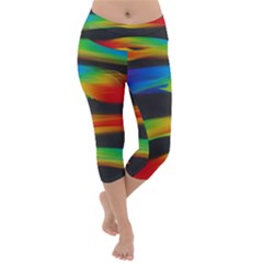 Colorful Background Lightweight Velour Capri Yoga Leggings by Sarkoni