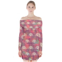 Colorful Background Abstract Long Sleeve Off Shoulder Dress by Sarkoni