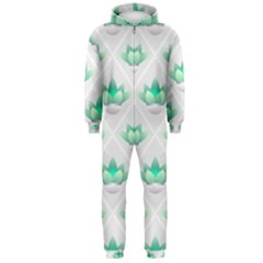 Plant Pattern Green Leaf Flora Hooded Jumpsuit (men) by Sarkoni