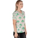 Plant Pattern Green Leaf Flora Women s V-Neck Scrub Top View3