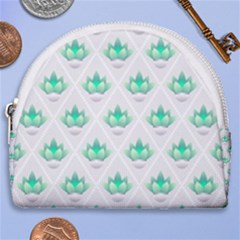 Plant Pattern Green Leaf Flora Horseshoe Style Canvas Pouch by Sarkoni