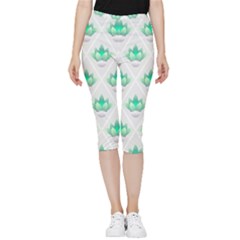 Plant Pattern Green Leaf Flora Inside Out Lightweight Velour Capri Leggings  by Sarkoni