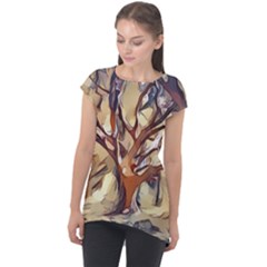 Tree Forest Woods Nature Landscape Cap Sleeve High Low Top by Sarkoni