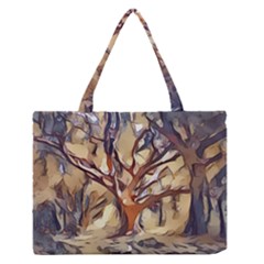 Tree Forest Woods Nature Landscape Zipper Medium Tote Bag by Sarkoni