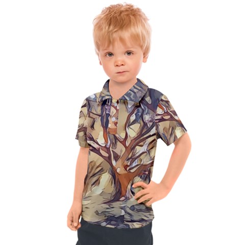 Tree Forest Woods Nature Landscape Kids  Polo T-shirt by Sarkoni