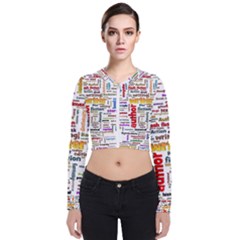 Writing Author Motivation Words Long Sleeve Zip Up Bomber Jacket by Sarkoni