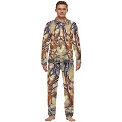 Tree Forest Woods Nature Landscape Men s Long Sleeve Velvet Pocket Pajamas Set