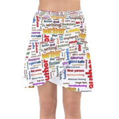 Writing Author Motivation Words Wrap Front Skirt by Sarkoni