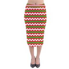 Christmas Paper Scrapbooking Pattern Velvet Midi Pencil Skirt