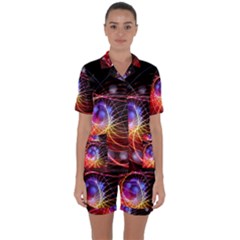 Physics Quantum Physics Particles Satin Short Sleeve Pajamas Set by Sarkoni