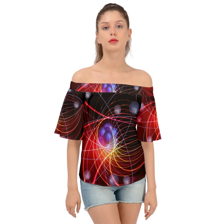 Physics Quantum Physics Particles Off Shoulder Short Sleeve Top