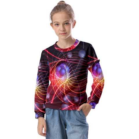 Physics Quantum Physics Particles Kids  Long Sleeve T-shirt With Frill  by Sarkoni