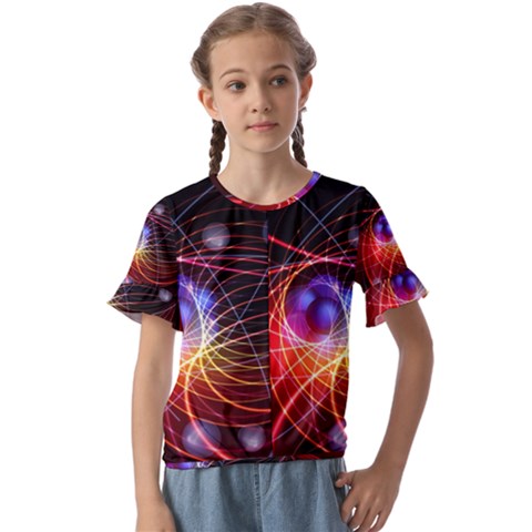 Physics Quantum Physics Particles Kids  Cuff Sleeve Scrunch Bottom T-shirt by Sarkoni