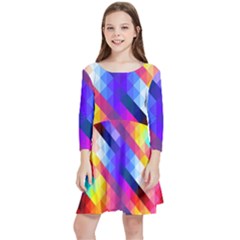 Abstract Background Colorful Pattern Kids  Quarter Sleeve Skater Dress by Sarkoni