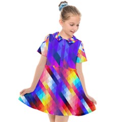 Abstract Background Colorful Pattern Kids  Short Sleeve Shirt Dress