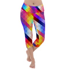 Abstract Background Colorful Pattern Lightweight Velour Capri Yoga Leggings by Sarkoni