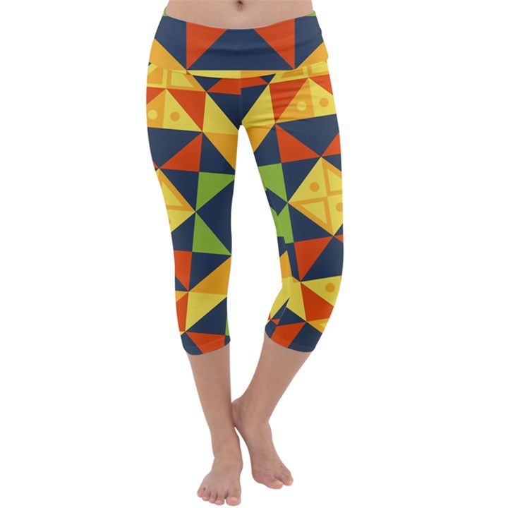 Background Geometric Color Capri Yoga Leggings