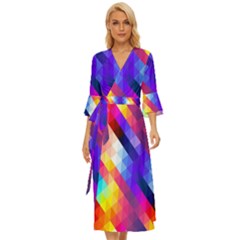 Abstract Background Colorful Pattern Midsummer Wrap Dress