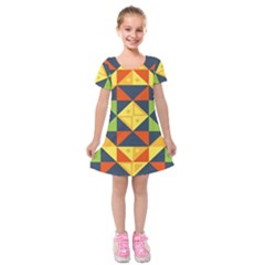 Background Geometric Color Kids  Short Sleeve Velvet Dress by Sarkoni