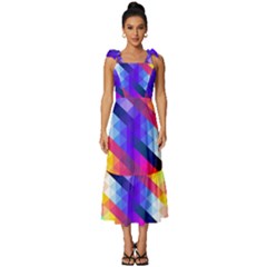 Abstract Background Colorful Pattern Tie-strap Tiered Midi Chiffon Dress by Sarkoni