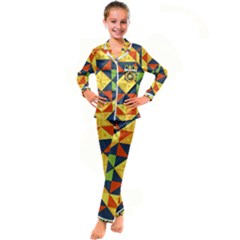 Background Geometric Color Kids  Satin Long Sleeve Pajamas Set