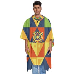 Background Geometric Color Men s Hooded Rain Ponchos by Sarkoni