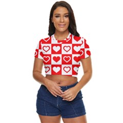 Background Card Checker Chequered Side Button Cropped T-shirt by Sarkoni