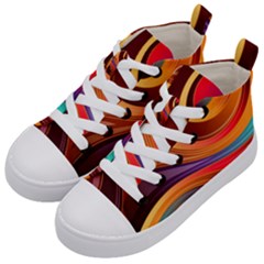 Abstract Colorful Background Wavy Kids  Mid-top Canvas Sneakers by Sarkoni