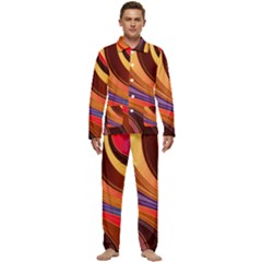 Abstract Colorful Background Wavy Men s Long Sleeve Velvet Pocket Pajamas Set