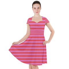 Stripes Striped Design Pattern Cap Sleeve Midi Dress by Grandong