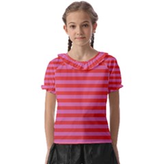 Stripes Striped Design Pattern Kids  Frill Chiffon Blouse by Grandong