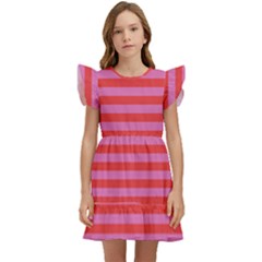 Stripes Striped Design Pattern Kids  Winged Sleeve Dress by Grandong