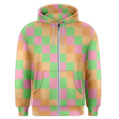 Checkerboard Pastel Squares Men s Zipper Hoodie by Grandong