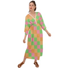 Checkerboard Pastel Squares Grecian Style  Maxi Dress by Grandong