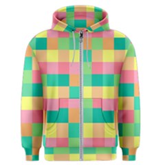 Checkerboard Pastel Square Men s Zipper Hoodie by Grandong