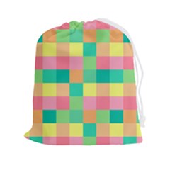 Checkerboard Pastel Square Drawstring Pouch (2xl) by Grandong