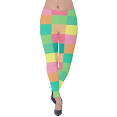 Checkerboard Pastel Square Velvet Leggings by Grandong