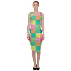 Checkerboard Pastel Square Sleeveless Pencil Dress by Grandong