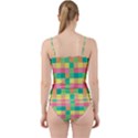 Checkerboard Pastel Square Cut Out Top Tankini Set View2