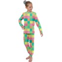 Checkerboard Pastel Square Kids  Long Sleeve Set  View1