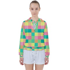 Checkerboard Pastel Square Women s Tie Up Sweat