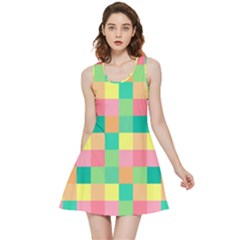 Checkerboard Pastel Square Inside Out Reversible Sleeveless Dress by Grandong