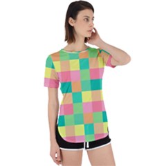 Checkerboard Pastel Square Perpetual Short Sleeve T-shirt by Grandong